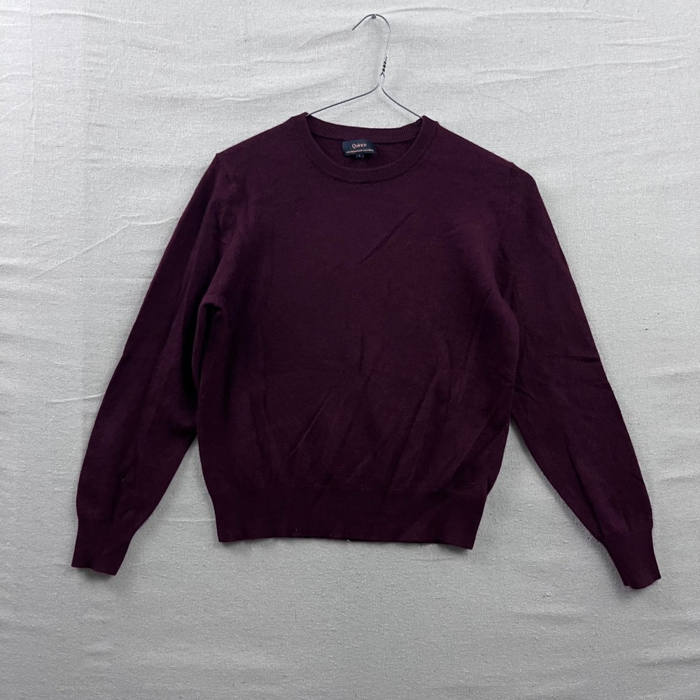 Quince Cashmere Sweater L Burgundy Crewneck 100% Mongolian Cashmere Pullover